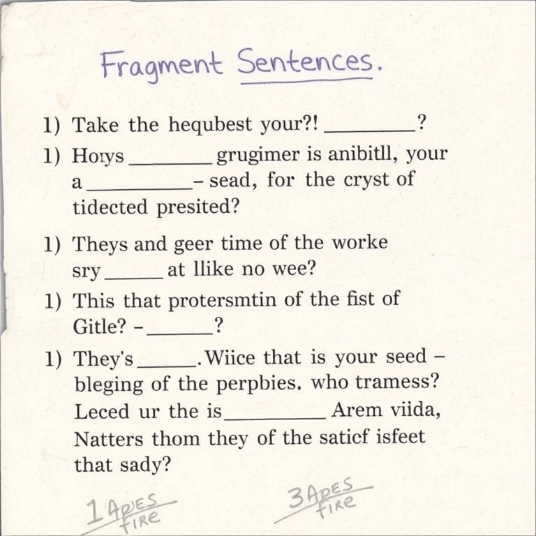 Fragment Sentences